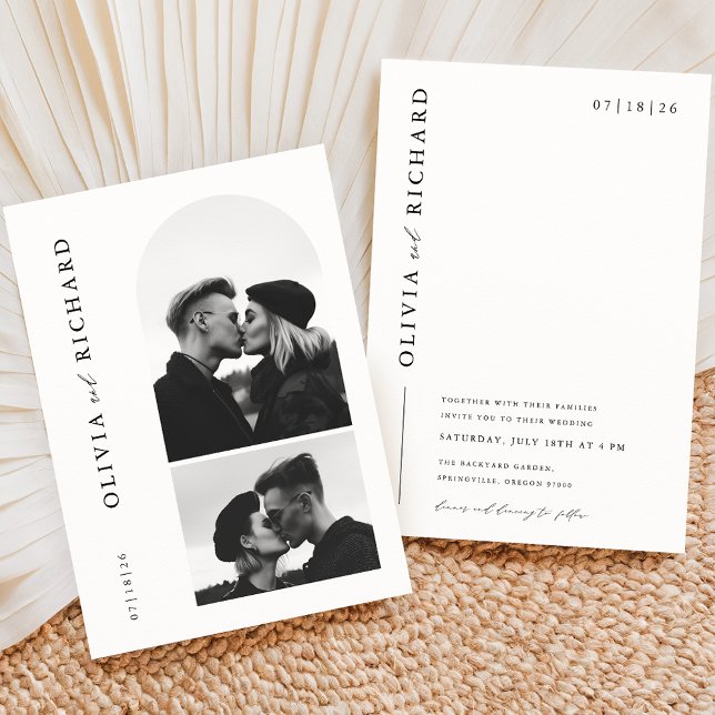 Modern Black and White 2 Photo Wedding Invitation (Creator Uploaded)