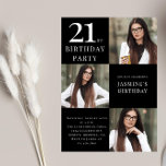 Modern black and white 3 photo 21st birthday  invitation<br><div class="desc">Celebrate in style with our modern and stylish 21st birthday invitation. Personalize it with three photos and add your own text to make it truly unique. The sophisticated design and customizable details will impress your guests. Get ready for a classy celebration that reflects your personality. if you have any issue...</div>