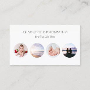 Modern black and white 4 photographs business card
