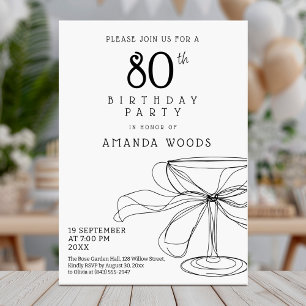 Modern black and white 80th birthday card