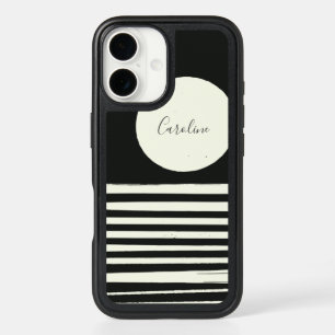 Modern Black and White Abstract Art Personalized iPhone 16 Case