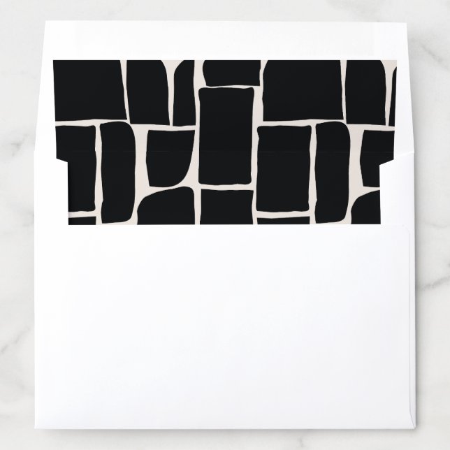 Modern black and white abstract blocky wedding envelope liner (In Envelope)
