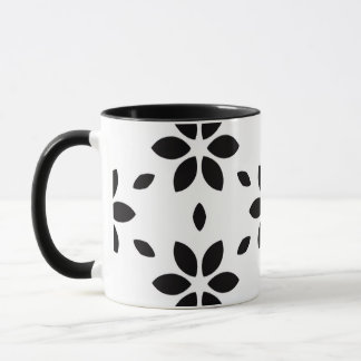 Modern Black and White Abstract Floral  Mug