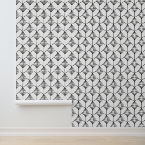 Modern Black and White Abstract Geometric Pattern Wallpaper