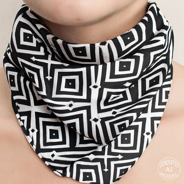 Modern Black and White Abstract Geometric Squares Bandana (Creator Uploaded)