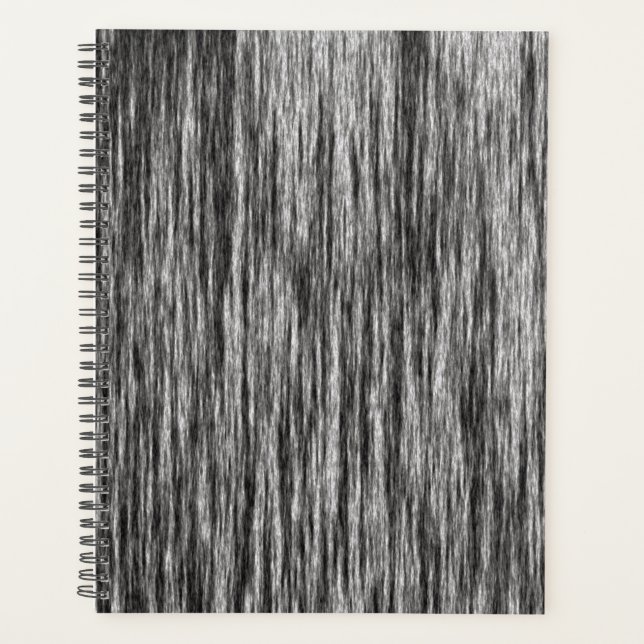 Modern black and white abstract lines pattern  planner (Front)