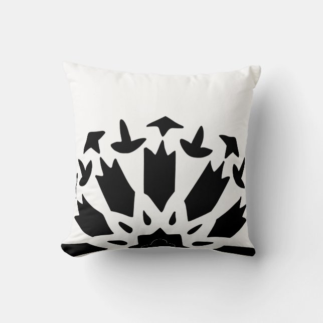 Modern Black and White Abstract Moroccan Throw Pillow (Front)
