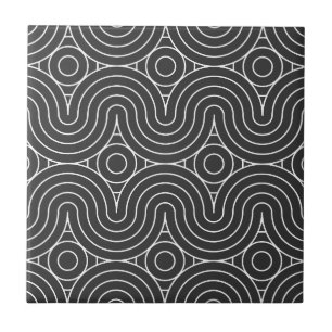 Modern Black and White Abstract Pattern Design Ceramic Tile