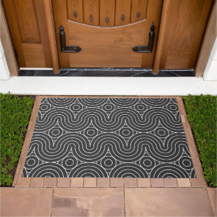 Modern Black and White Abstract Pattern Design Doormat
