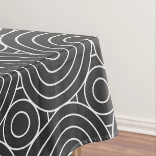 Modern Black and White Abstract Pattern Design Tablecloth