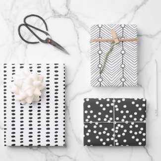 Modern Black and White Abstract Patterns Wrapping  Wrapping Paper Sheets