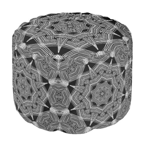 Modern Black And White Abstract Pouf