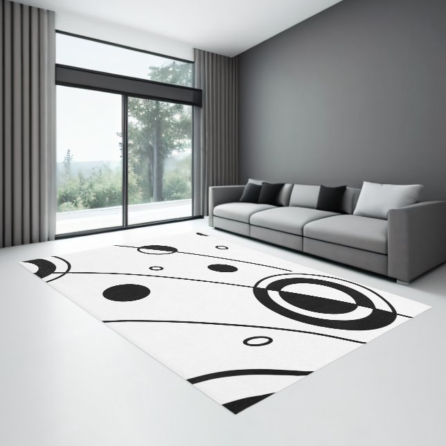 Modern Black and White Abstract Rug (Insitu (Indoor 3))
