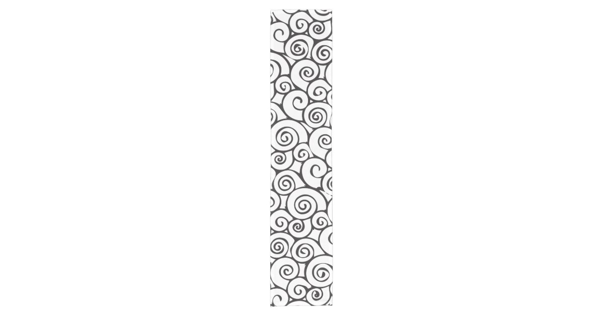 Modern Black and White Abstract Swirly Pattern Short Table Runner | Zazzle