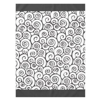 Modern Black And White Abstract Swirly Pattern Tablecloth by BlackStrawberry_Co at Zazzle