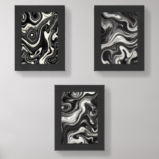 Modern Black and White Abstract Wall Art Set