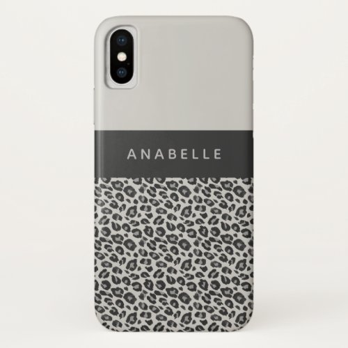 Modern black and white animal leopard print iPhone x case