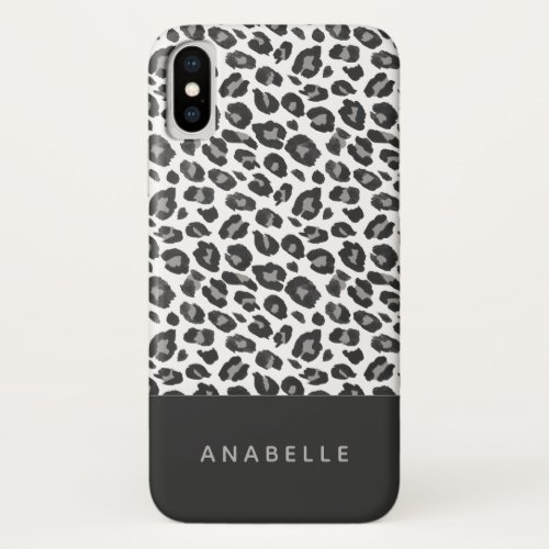 Modern black and white animal leopard print iPhone x case