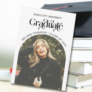 Modern Black and White Arch Graduation Photo Announcement