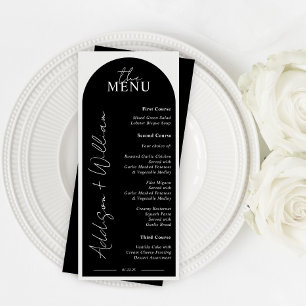 Modern Black and White Arch Wedding Menu