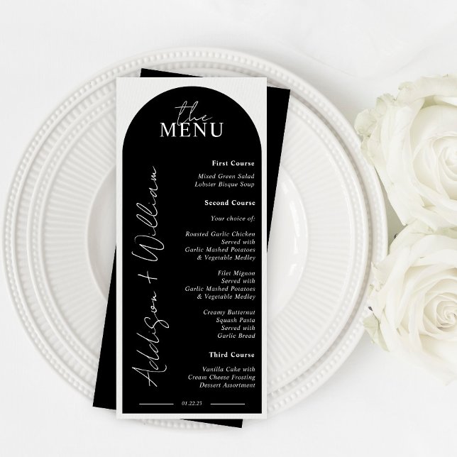 Modern Black and White Arch Wedding Menu (Creator Uploaded)