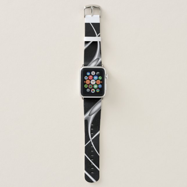 Modern Black and White Art Apple Watch Band (Front)