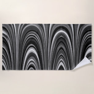 Modern Black and White Art Arches Beach Towel