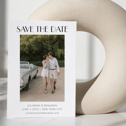 Modern Black and White Art Deco Photo Wedding Save The Date