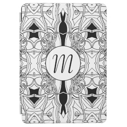 Modern Black and White Artwork with Monogram iPad Air Cover