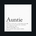Modern Black and White Aunt Auntie Definition Canvas Print<br><div class="desc">Personalise for your special,  favourite Aunt or Auntie to create a unique gift. A perfect way to show her how amazing she is every day. Designed by Thisisnotme©</div>