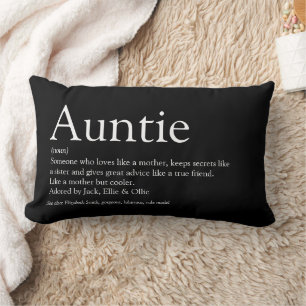 Modern Black and White Aunt Auntie Definition Lumbar Pillow
