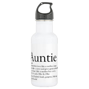 Modern Black and White Aunt Auntie Definition Stainless Steel Water Bottle