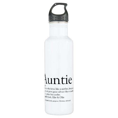 Modern Black and White Aunt Auntie Definition Stainless Steel Water Bottle