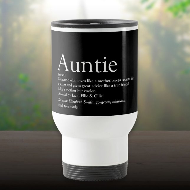 Modern Black and White Aunt Auntie Definition Travel Mug (Modern Black and White Aunt Auntie Definition Travel Mug)