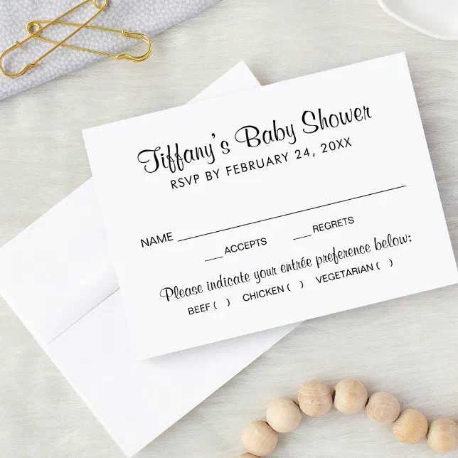 Modern Black and White Baby Shower RSVP Card Zazzle