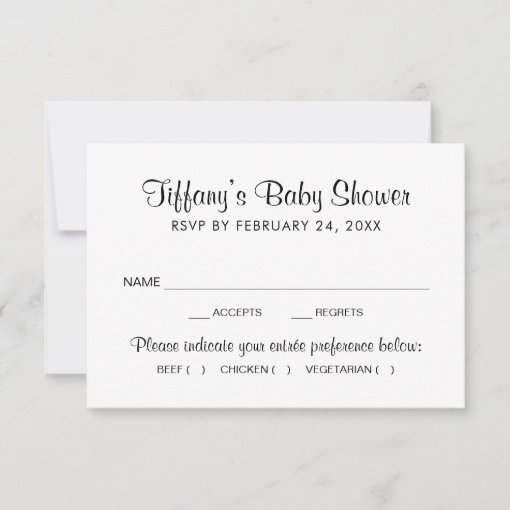 Modern Black and White Baby Shower RSVP Card | Zazzle