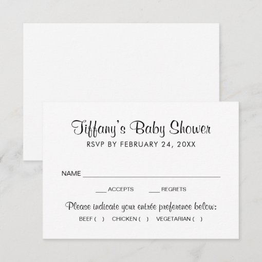 Modern Black and White Baby Shower RSVP Card | Zazzle