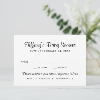 Modern Black and White Baby Shower RSVP Card | Zazzle
