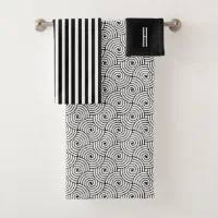 Modern Black And White Striped Bath Towel Set, Zazzle