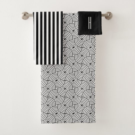 Modern Black and White Bath Towel Set | Zazzle.com