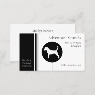 Modern Black and White Beagle Silhouette Business Card
