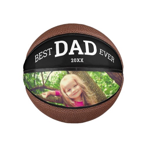 Modern Black And White Best Dad Ever Photo Mini Basketball
