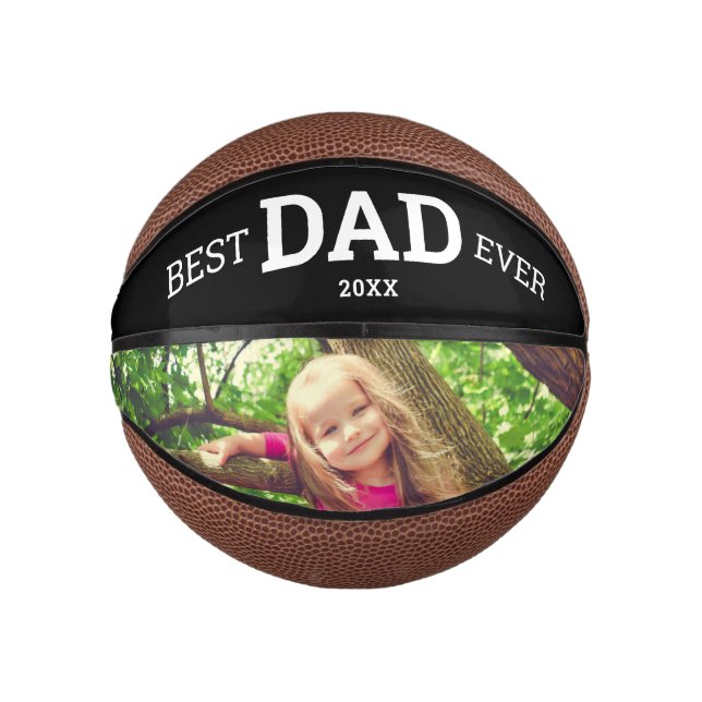 Modern Black And White Best Dad Ever Photo Mini Basketball (Front)