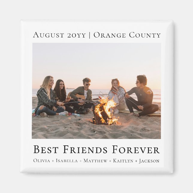 Modern Black and White Best Friends Forever Photo Magnet (Front)