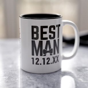 Modern Black and White Best Man Groomsman Wedding Two-Tone Coffee Mug