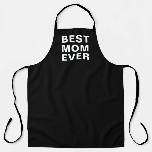 Modern Black And White Best Mom Typography Kitchen Apron (Front)
