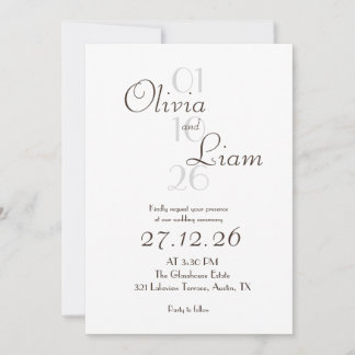 Modern Black and White Big Date Wedding Invitation