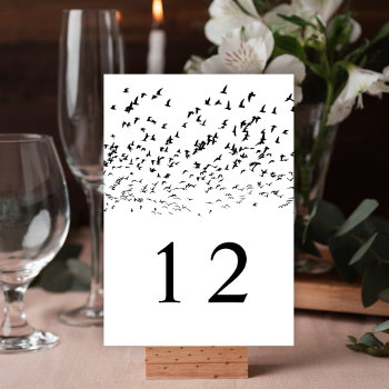 Modern Black And White Birds Of A Feather Wedding  Table Number by Orabella at Zazzle