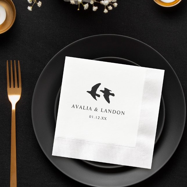 Modern Black and White Birds Wedding  Napkins (Creator Uploaded)