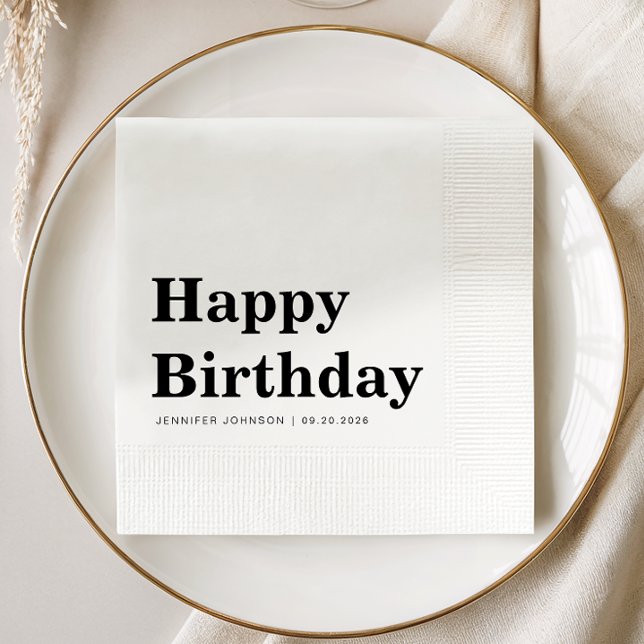 Modern Black And White Birthday Napkins (Modern Black And White Birthday Napkins)